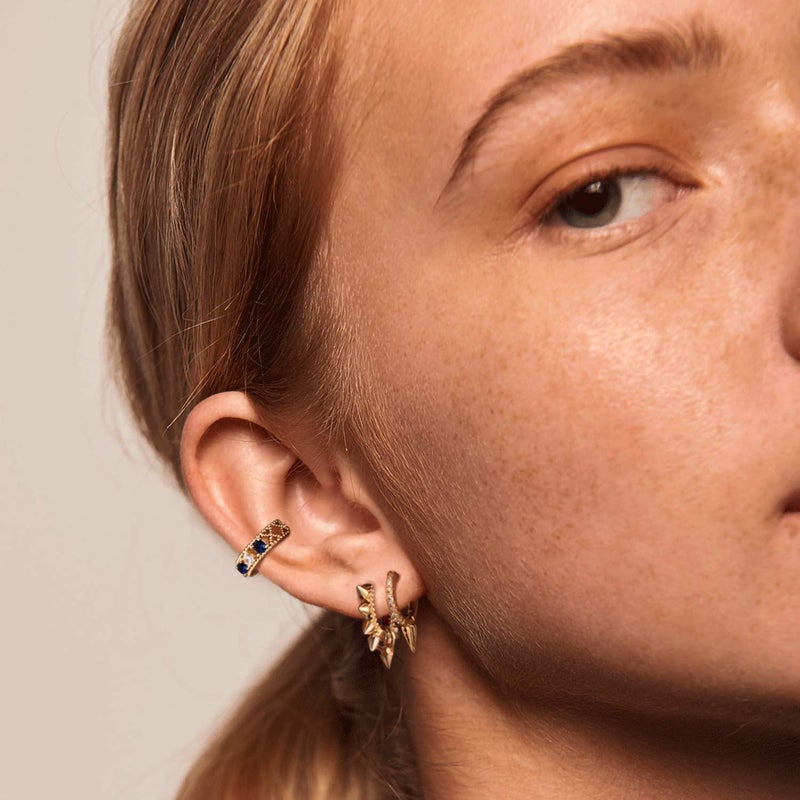 MYEARS Women Spike Earrings Gold Huggie Hoop Ear Stud Cuff Cubic Zirconia 14K Small Simple Hypoallergenic Everyday Jewelry 1 - Image 3